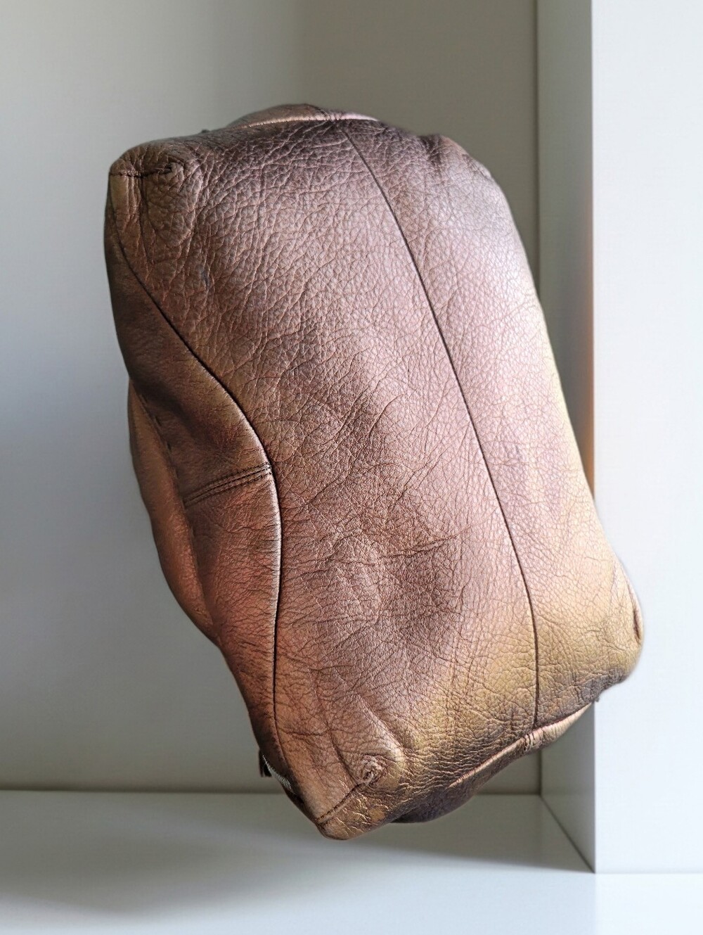 B. Makowsky Ultra Soft Copper Bronze Genuine Pebble Leather Large Tote - Picture 6 of 11